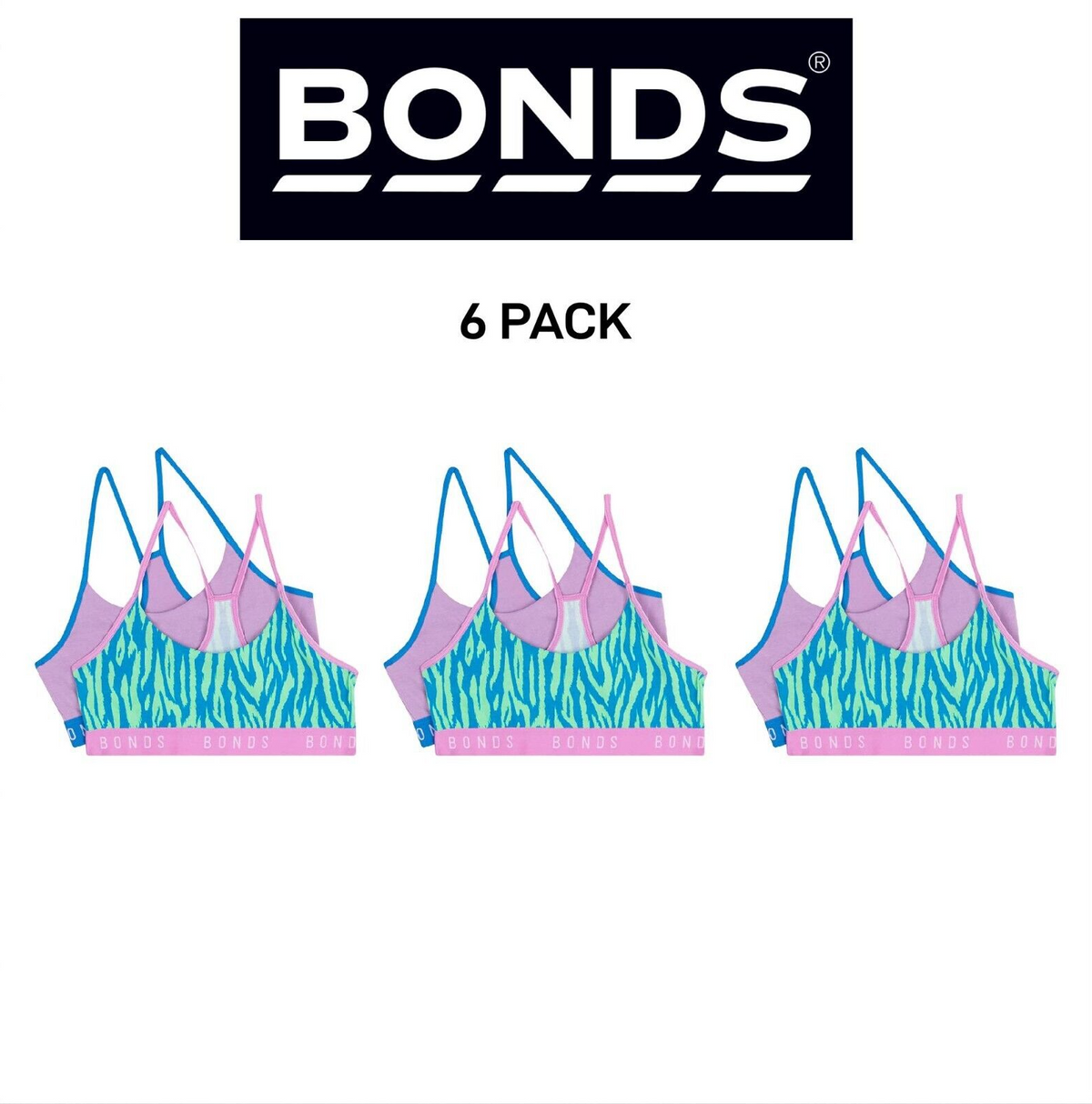 Bonds Girls Hipster Racer Crop Perfect for School Sports and Play 6 Pack UWWR2A