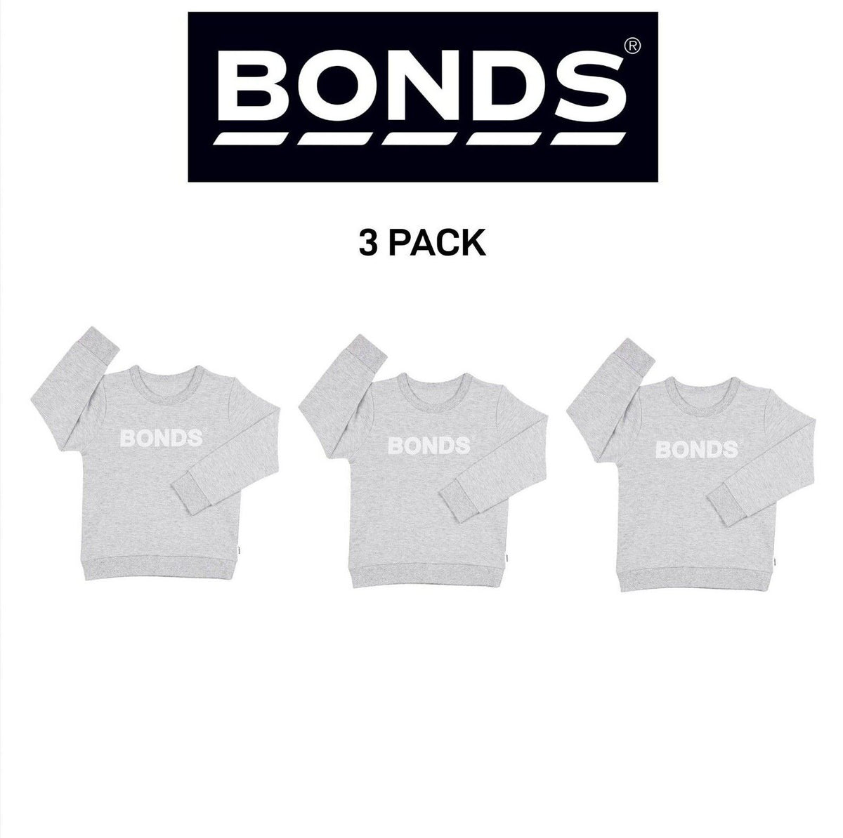 Bonds Baby Tech Sweats Pullover Ultimate Warm Comfort Sporty Style 3 Pack KVQTA