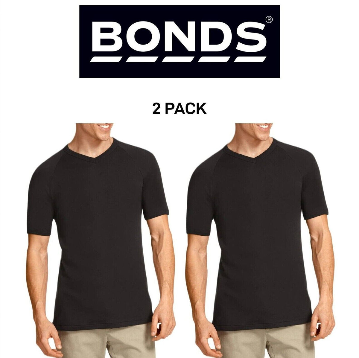 Bonds Mens Genuine V-Neck Raglan Tee Suit in Every Size and Shape 2 Pack M9762W