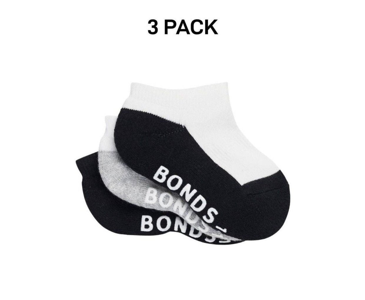 Bonds Baby Cushioned Low Cut Comfiness and Grip Soles Socks 3 Pack RXUJ3N