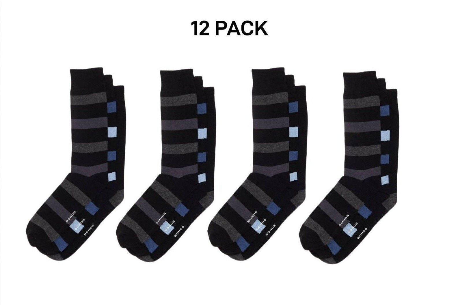 Bonds Mens Business Crew Socks Soft Grip Stretchy Durable Comfort 12 Pack S8311C