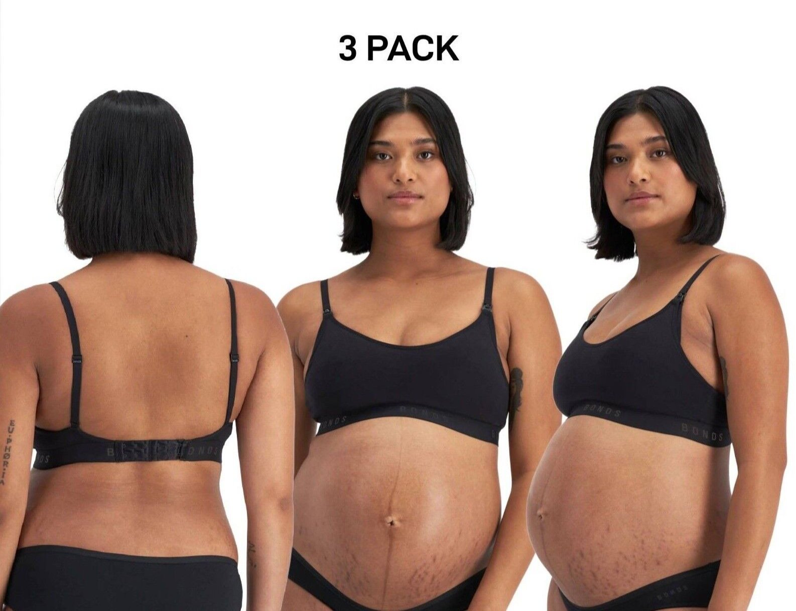 Bonds Womens Damn Dry Milk Leaks Scoop Crop Comfy Easy Feeding Clip 3 Pack YWQL