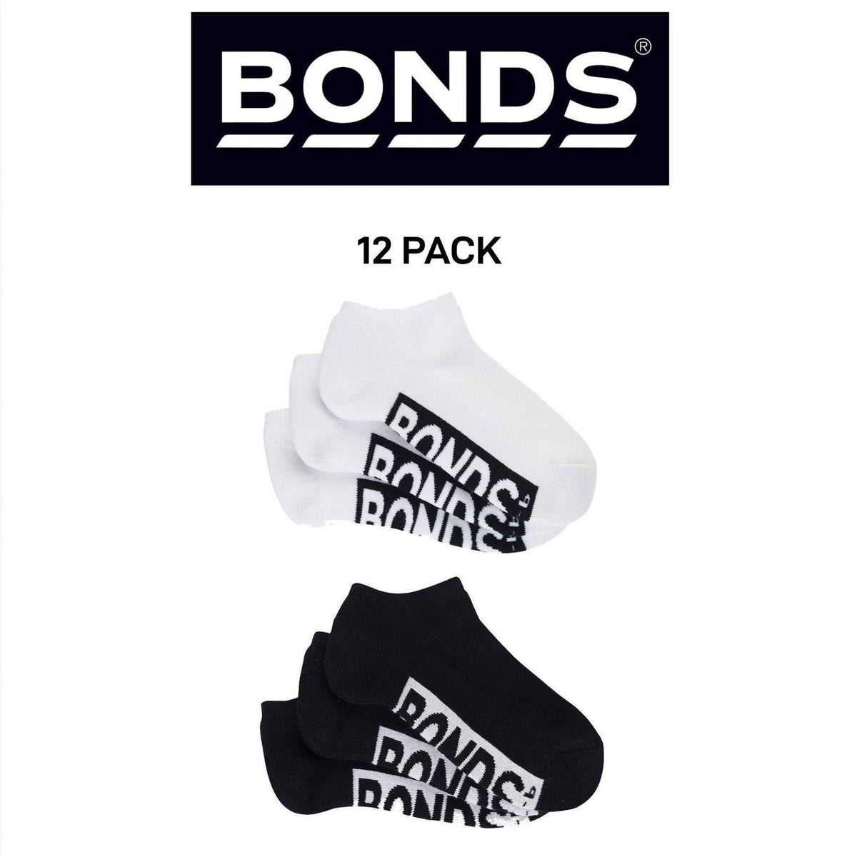 Bonds Kids Cushioned Low Cut Mesh Cooling Zone Cotton Sock 12 Pack RXVQ3N