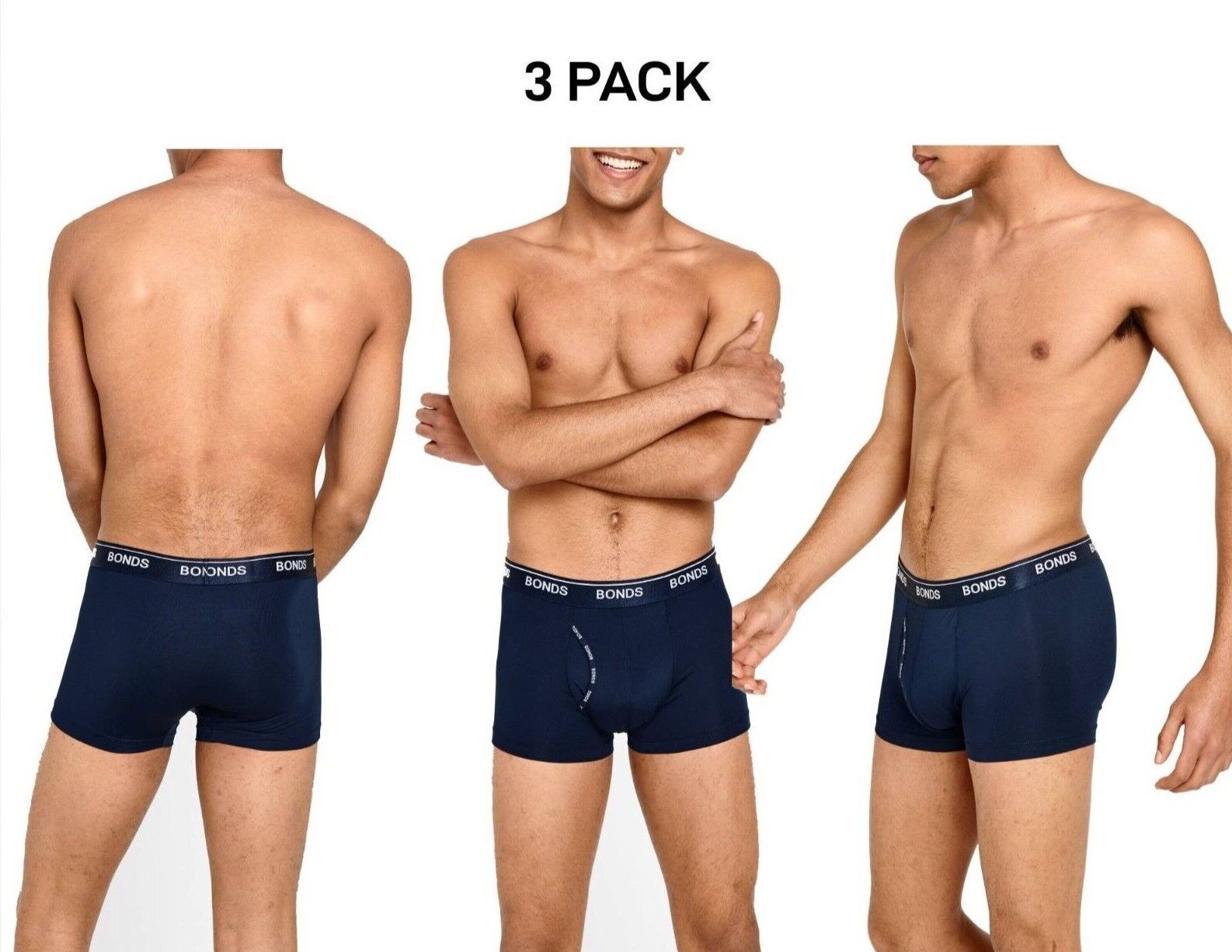 Bonds Mens Microfibre Guyfront Trunk Super Smooth Microfibre Version 3 Pack MX86