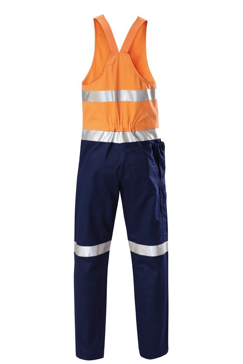  Hard Yakka 2 Pack Hi-Vis 2 Tone Cotton Drill Action Overalls Work Taped Y01055