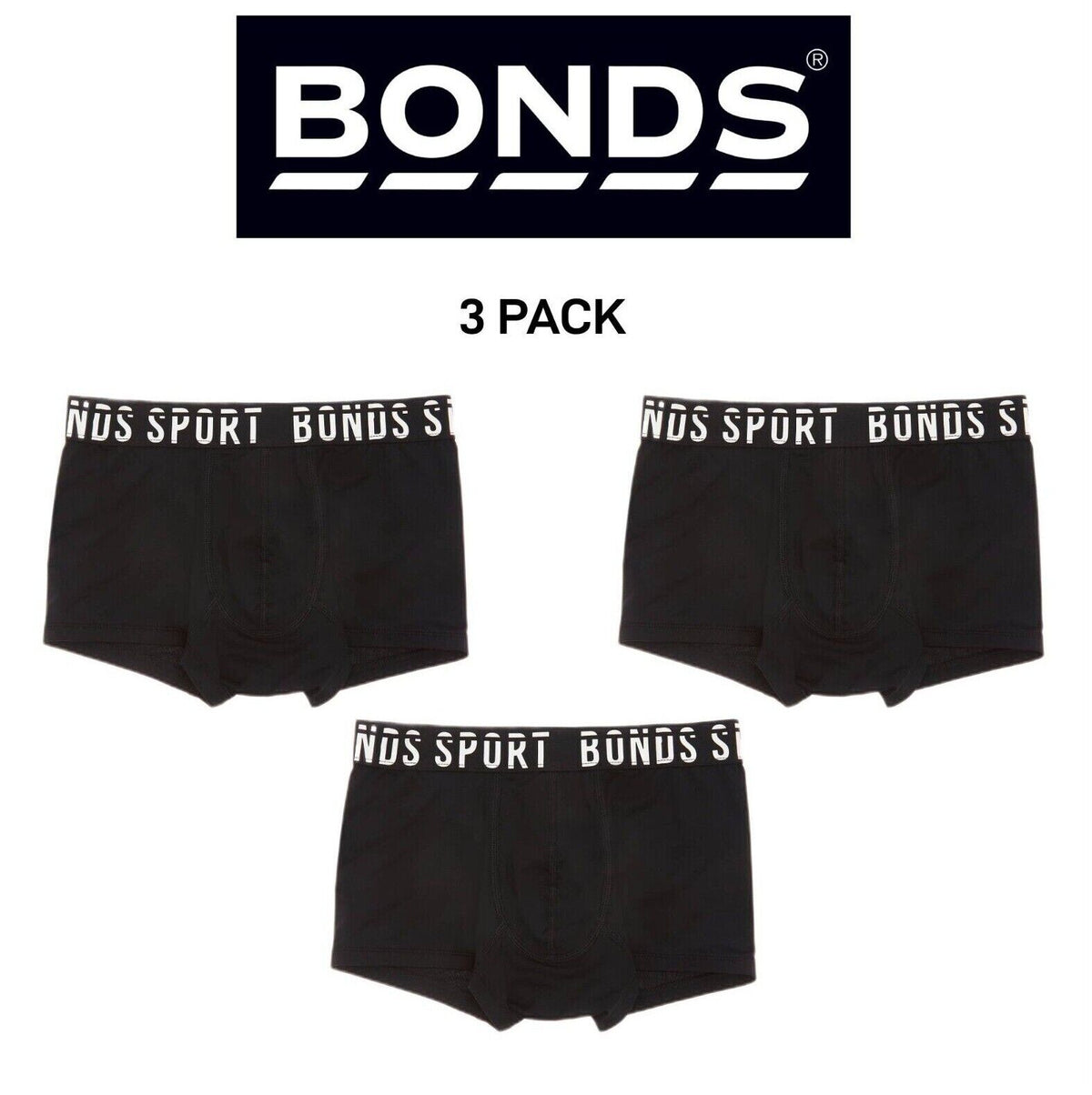 Bonds Boys Sporty Micro Performance Trunk Stretchy Elastic Waist 3 Pack UXGQ1A