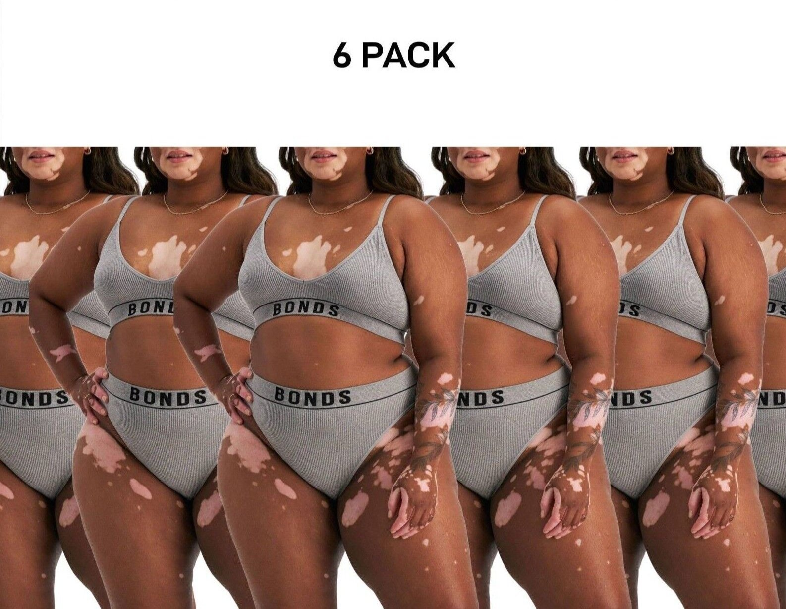Bonds Womens Retro Rib Seamless Hi Bikini Hi Leg Smooth Stretchy 6 Pack WU8GT
