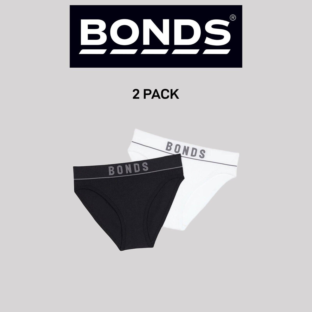 Bonds Girls Original Rib Bikini Super Soft and Extra Stretchable 2 Pack UWLN2A