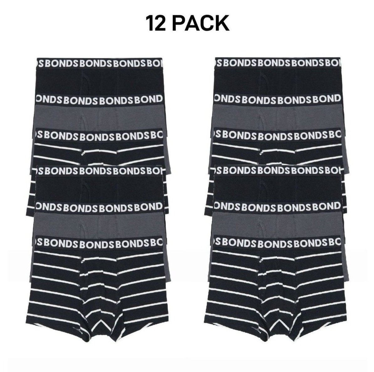 Bonds Mens Everyday Trunks Convenience Comfort & Value Underwear 12 Pack MWQ33A