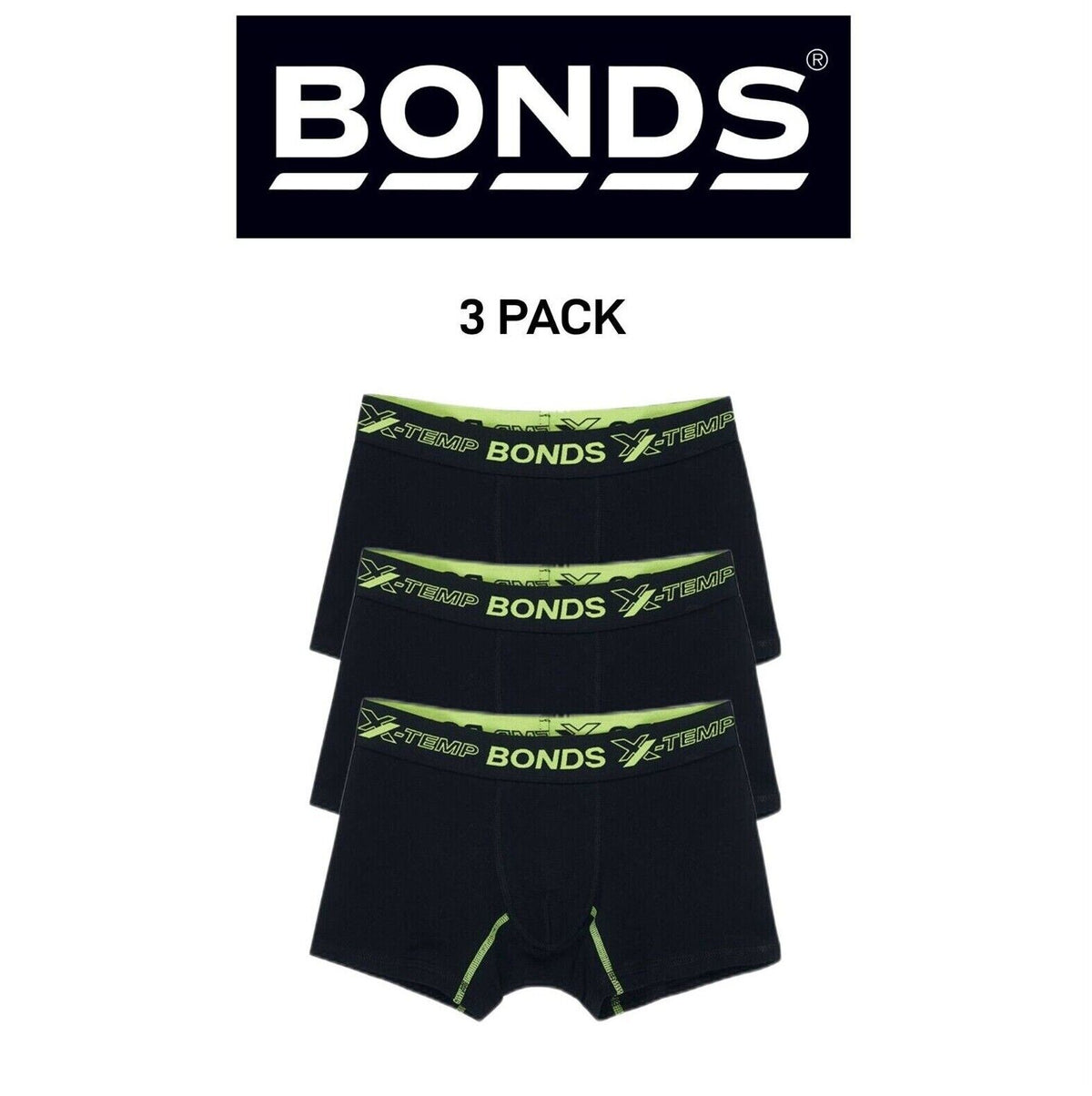 Bonds Boys X-Temp Trunk Temperature Control Dual Action Cooling 3 Pack UX4F1A