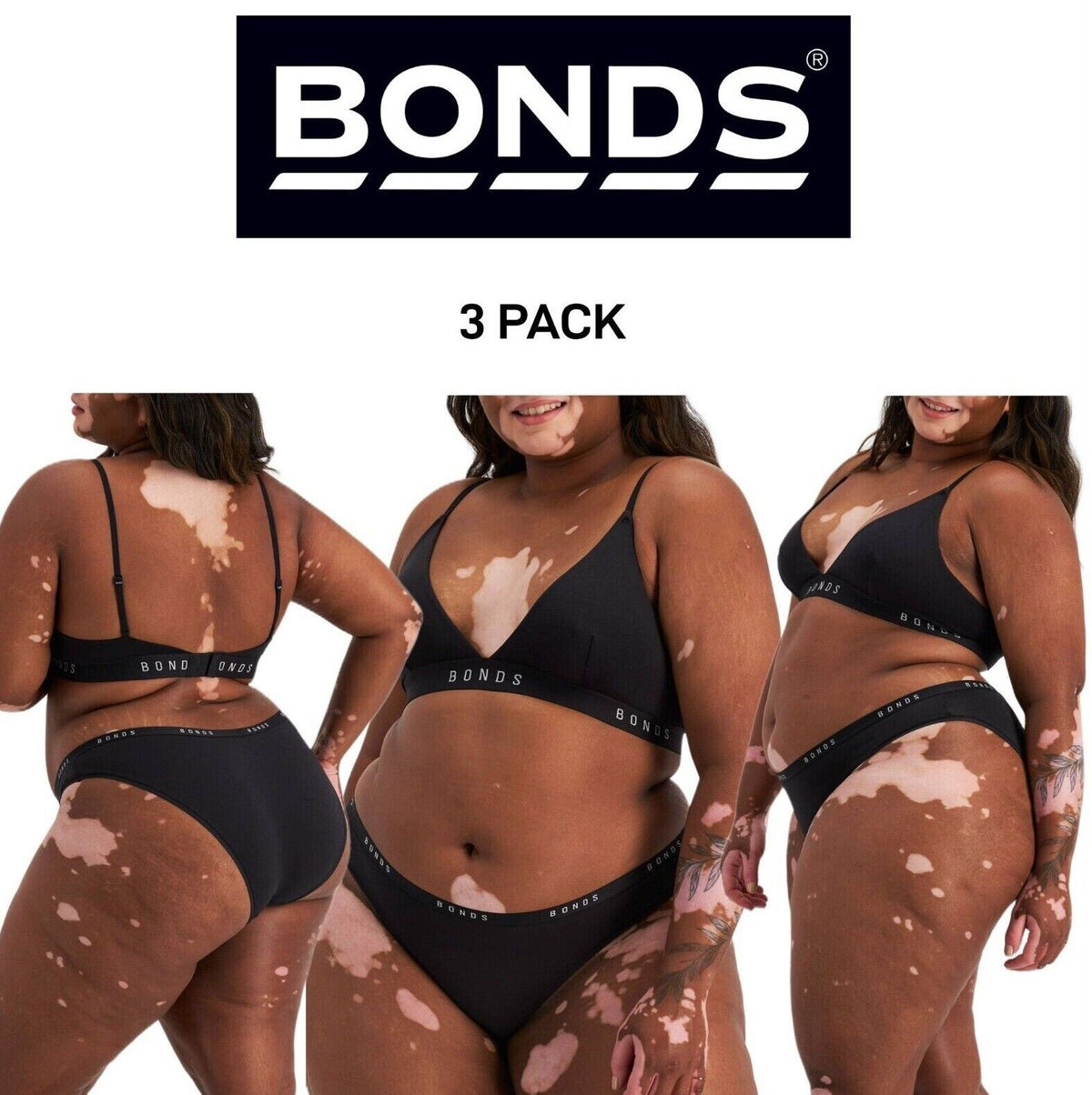 Bonds Womens Original Bikini Plain Breathable Stretchy Waist 3 Pack WVGMA