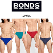 Bonds Mens Action Brief  Soft Cotton and Encased Elastic Comfort 4 Pack M8OS4