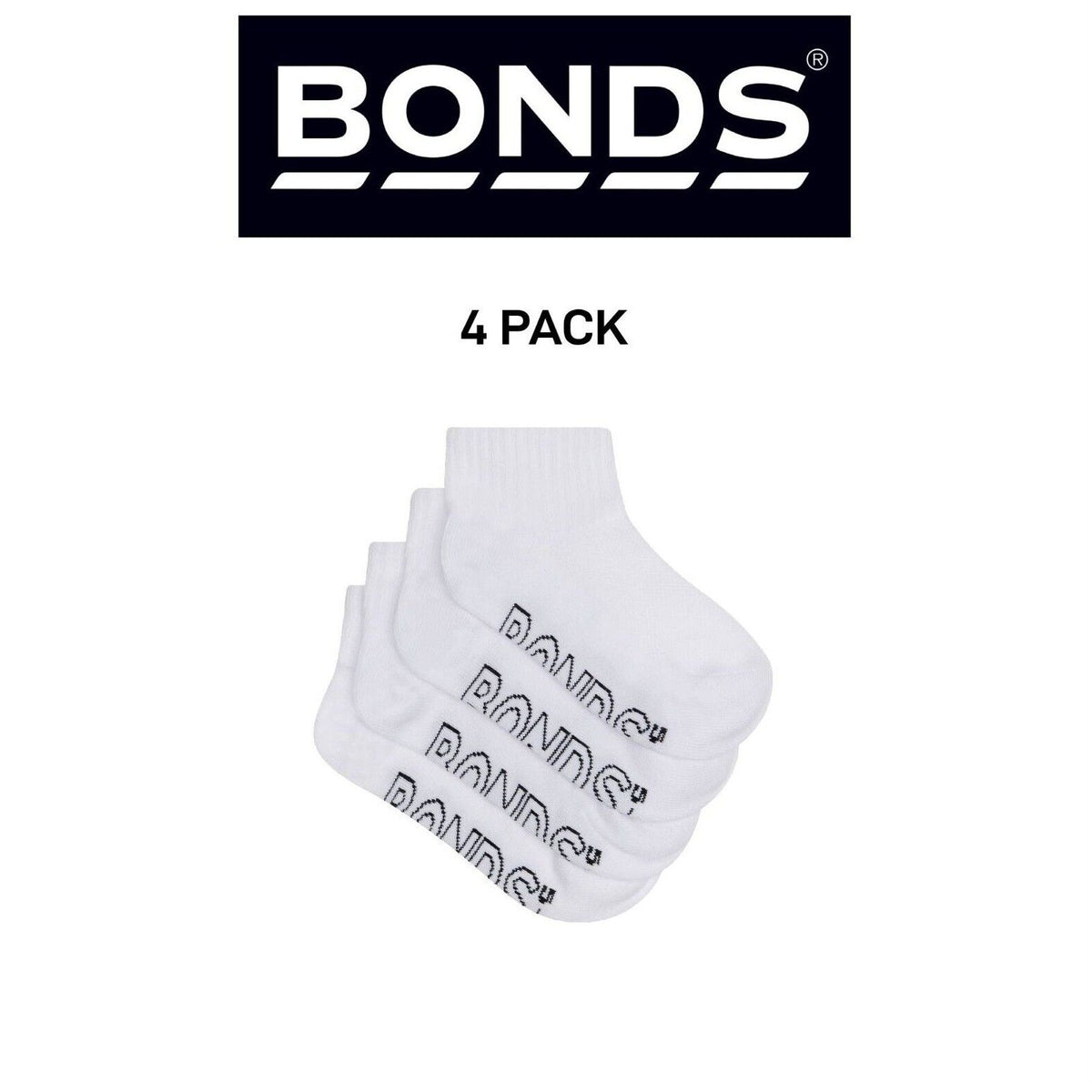 Bonds Kids Logo Light Quarter Crew Lightweight and Breathability 4 Pack RXUT4N