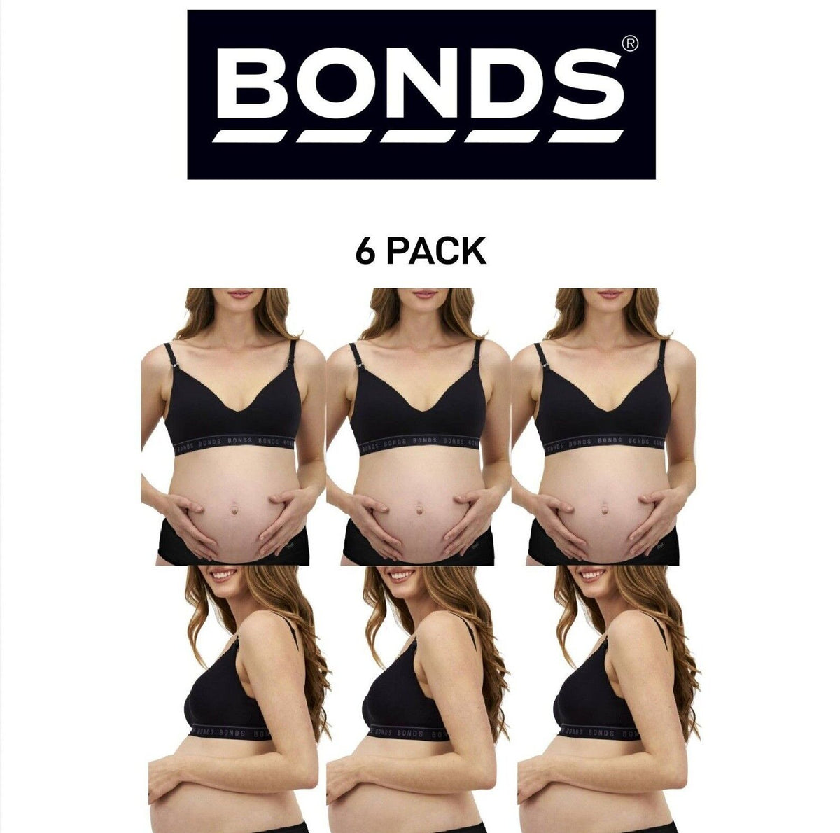 Bonds Womens Maternity Wirefree Contour Bra Comfy and Flattering 6 Pack YWYBY