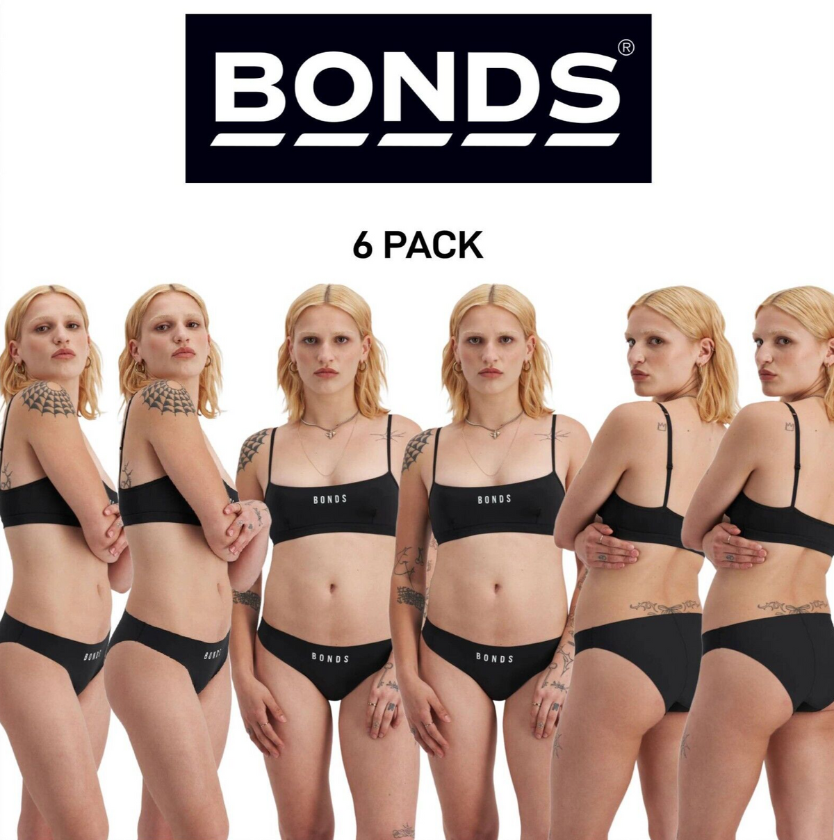 Bonds Womens Icons Micro Kini Comfy High Leg and Dipped Waist Undies 6 Pack WRER