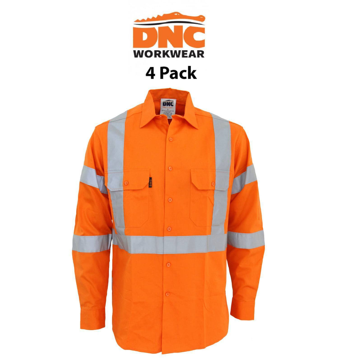 DNC Mens 4 Packs Hi-Vis 3 way vented "X" back & Biomotion Taped Shirt 3545