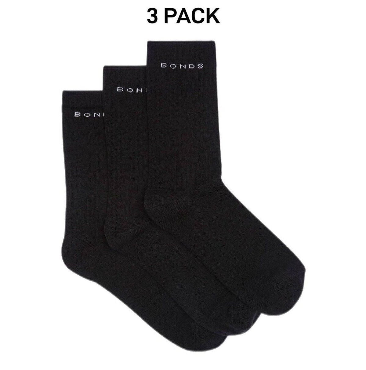Bonds Mens Australian cotton Crew Sock Soft Reinforced Heel & Toe 3 Pack SYFK3N