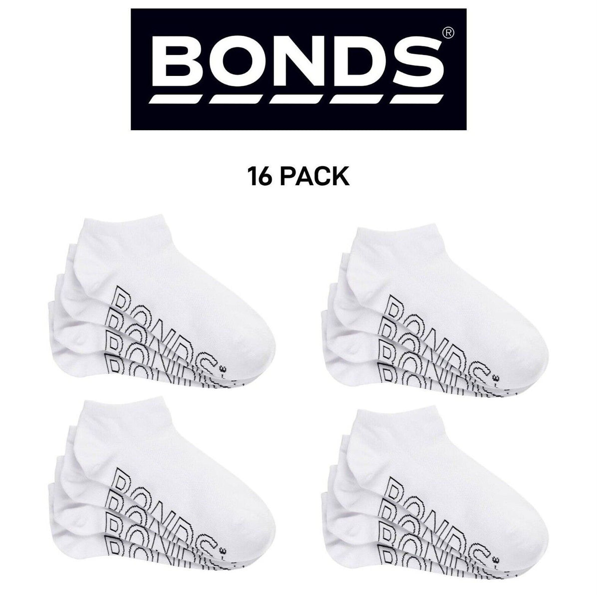 Bonds Womens Lightweight Low Cut Smooth Comfy Stay-Put Fit Socks 16 Pack LXPV4N