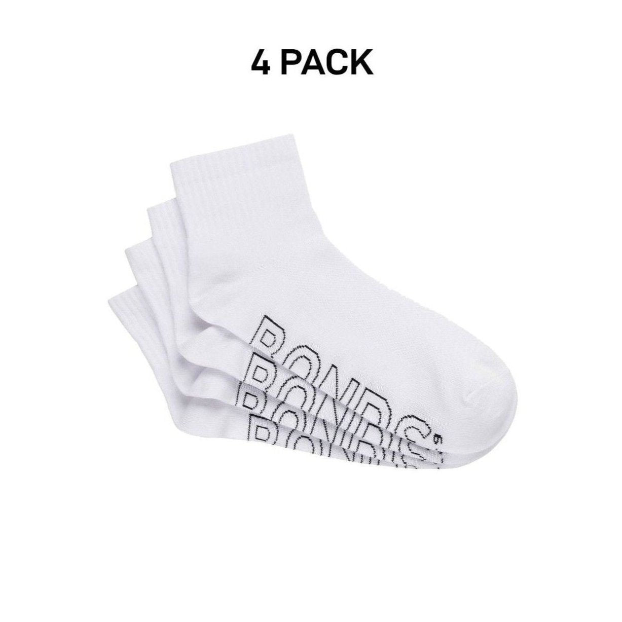 Bonds Mens Logo Lightweight Quarter Crew Comfy Aussie Cotton Sock 4 Pack SXMX4N