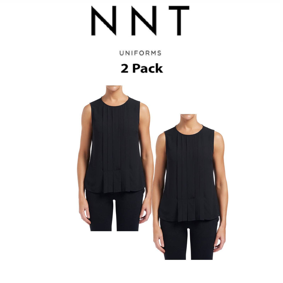 NNT Womens 2 Pack Sleeveles Pleat Front Silhouette Lightweight Blouse CATU5Q-Collins Clothing Co