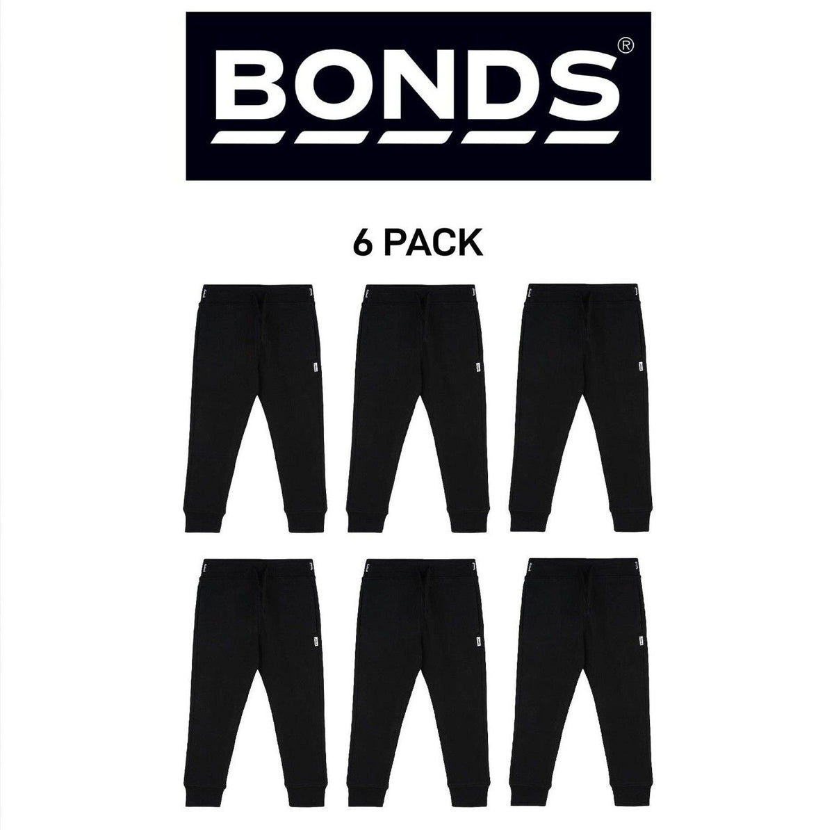 Bonds Kids Fleece Trackie Pants Drop Crotch Styling & Tapered Legs 6 Pack KVRJK