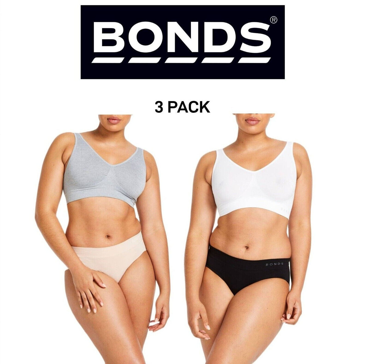 Bonds Womens Midi Seamless Smooth and Soft Breathable Brief 3 Pack WWGCA