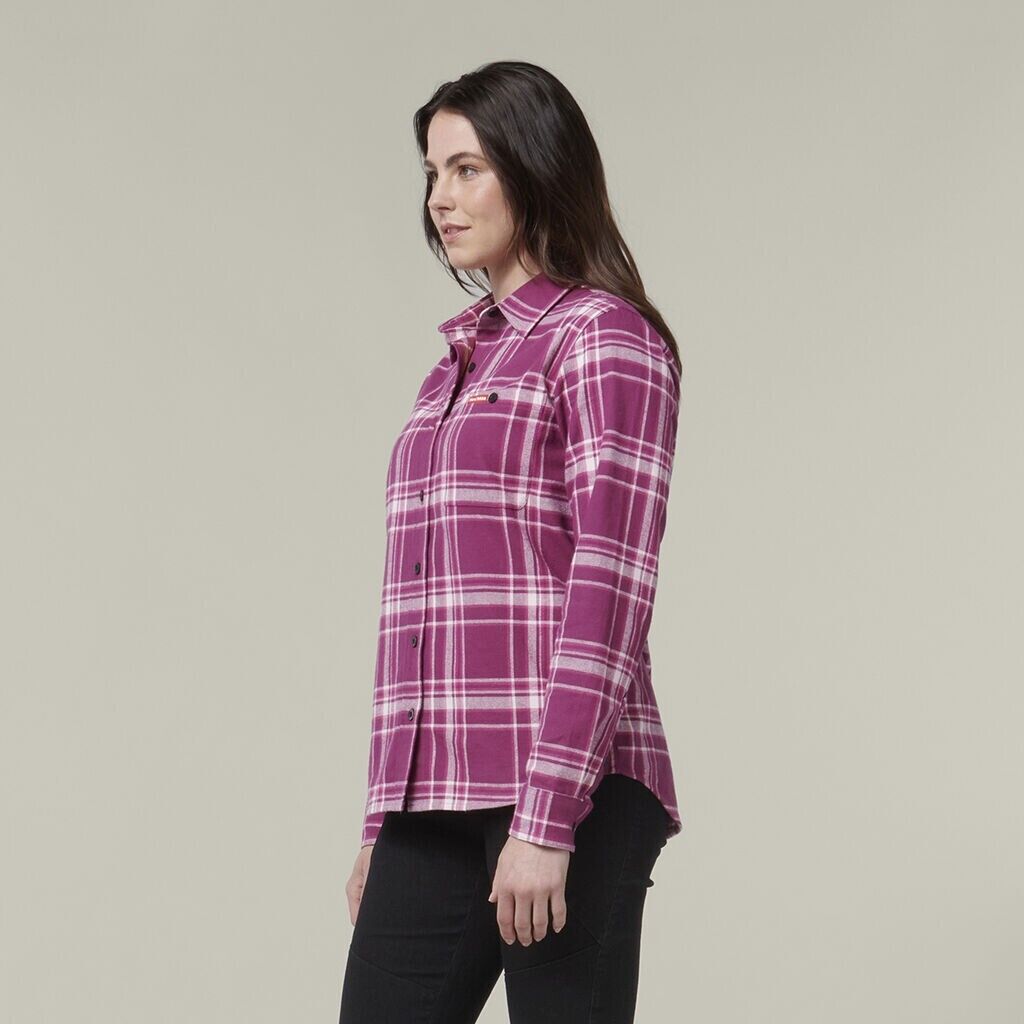 HARD YAKKA Women's Fit Check Flannie Shirt Relaxed Fit Smart Stylish Y08744-Collins Clothing Co