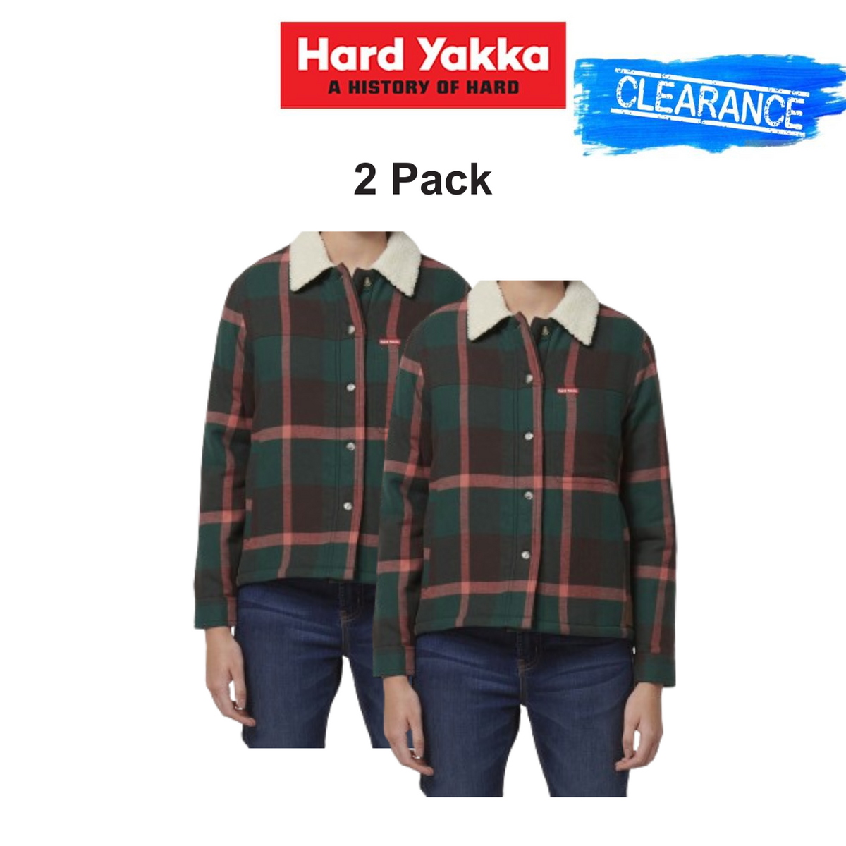 Clearance! Hard Yakka 2 Pack Womens Heritage Trucker Sherpa Comfy Jacket Y08760