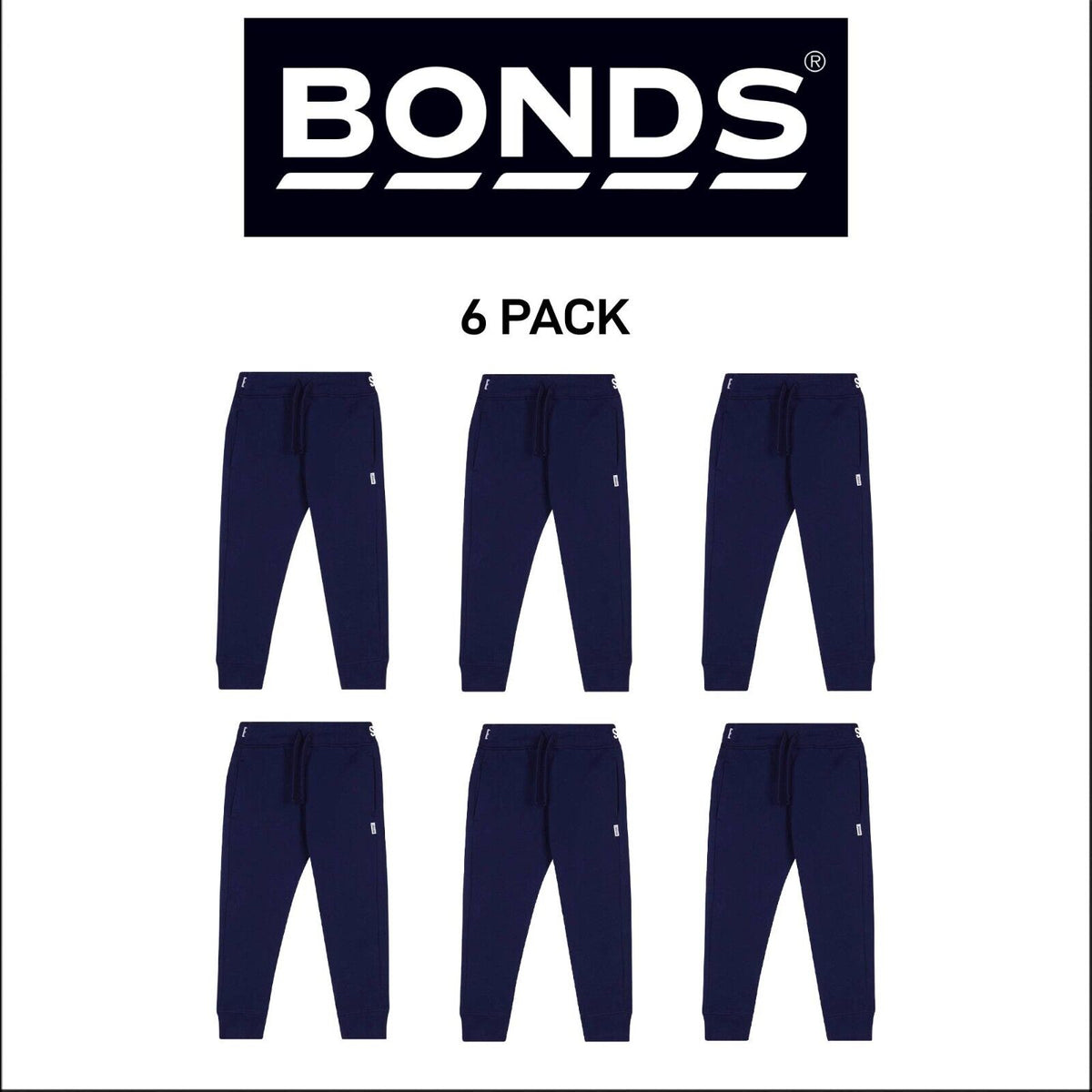 Bonds Baby Fleece Trackie Roomy Drop Crotch Styling & Tapered Legs 6 Pack KVRJA
