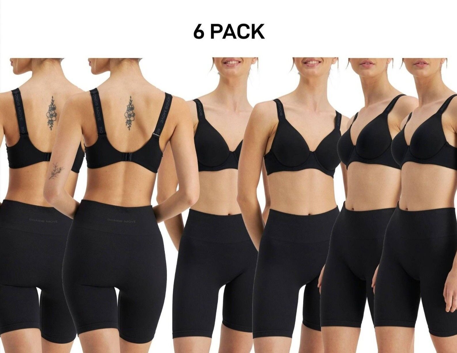 Bonds Womens Move Contour Bra Comfy Smart Cooling Recycled Yarn 6 Pack YWRA