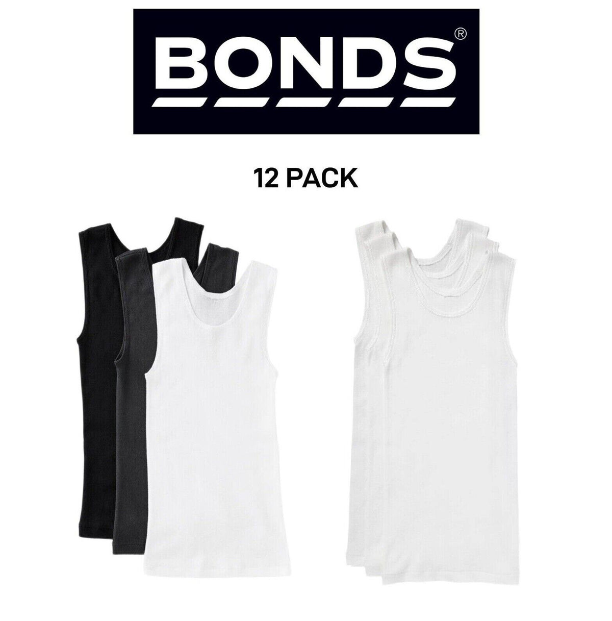 Bonds Boys New Chesty Vest Cotton Singlet Soft Comfort Cotton 12 Pack UYG33A