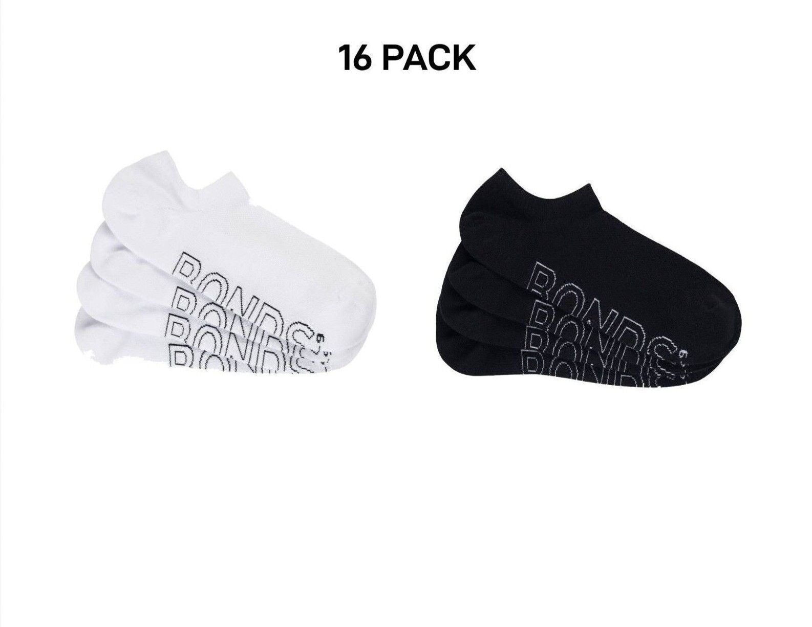 Bonds Mens Logo Lightweight No Show Comfy Mesh Cooling Zone Socks 16 Pack SXN64N