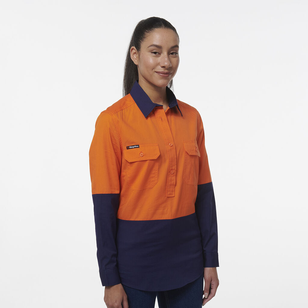 KingGee Womens Workcool Vented Closed Front Spliced Two Toned Shirt K44211-Collins Clothing Co