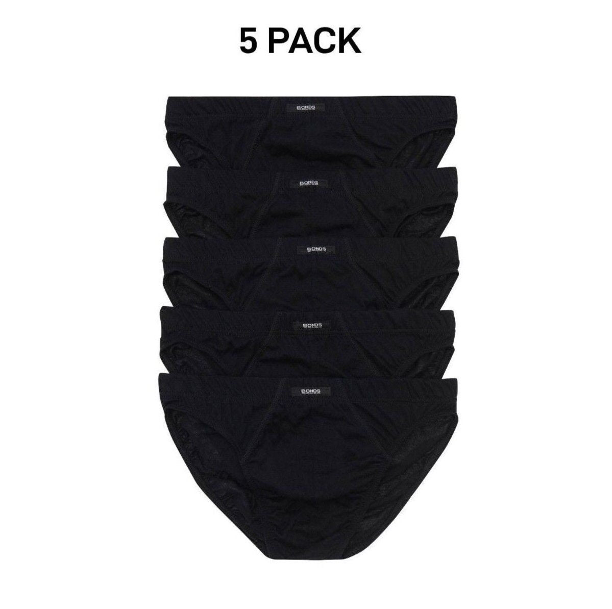 Bonds Mens Action Brief Soft Cotton and Encased Elastic Comfort 5 Pack M8OS5I