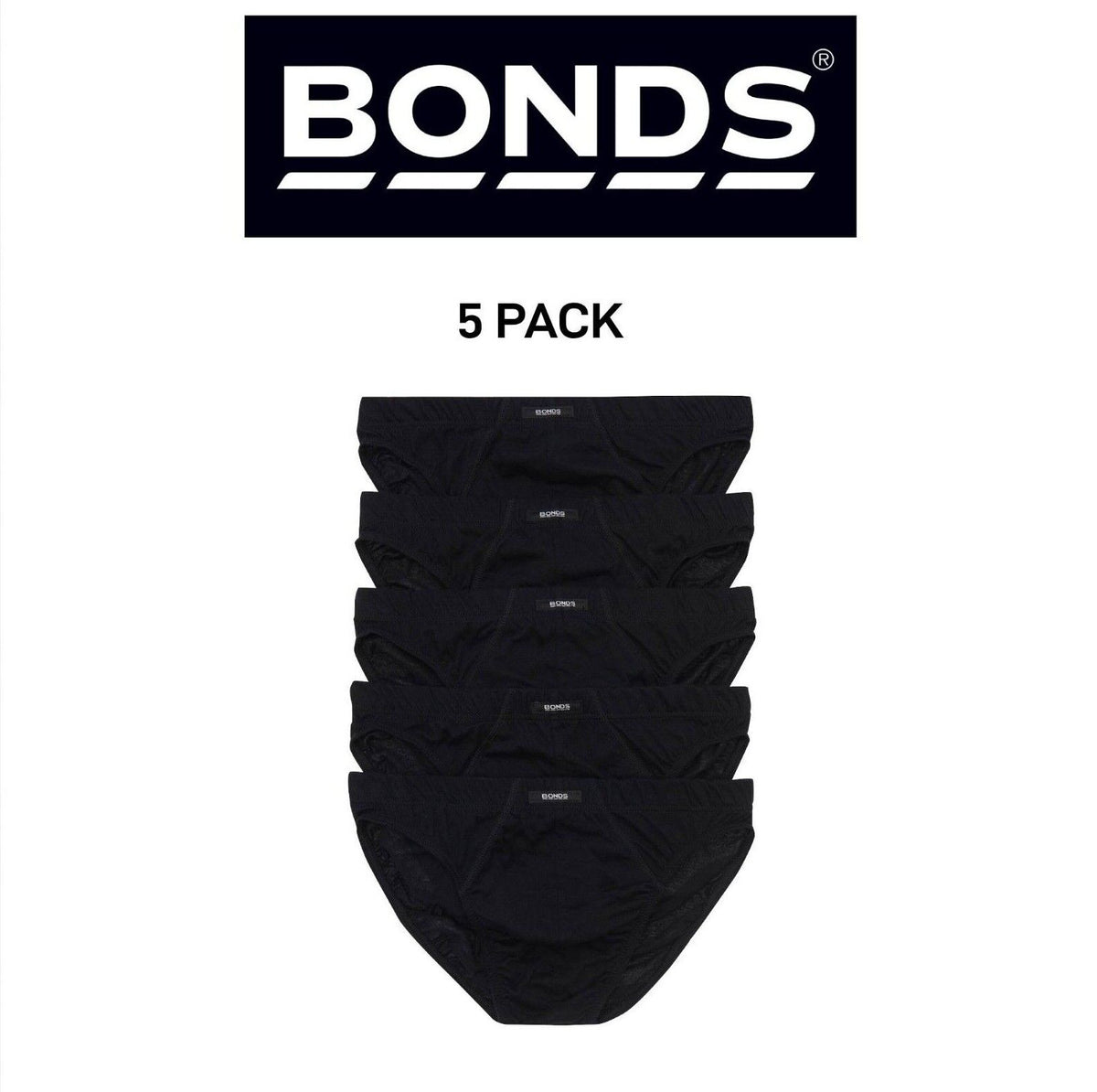 Bonds Mens Action Brief Soft Cotton and Encased Elastic Comfort 5 Pack M8OS5I
