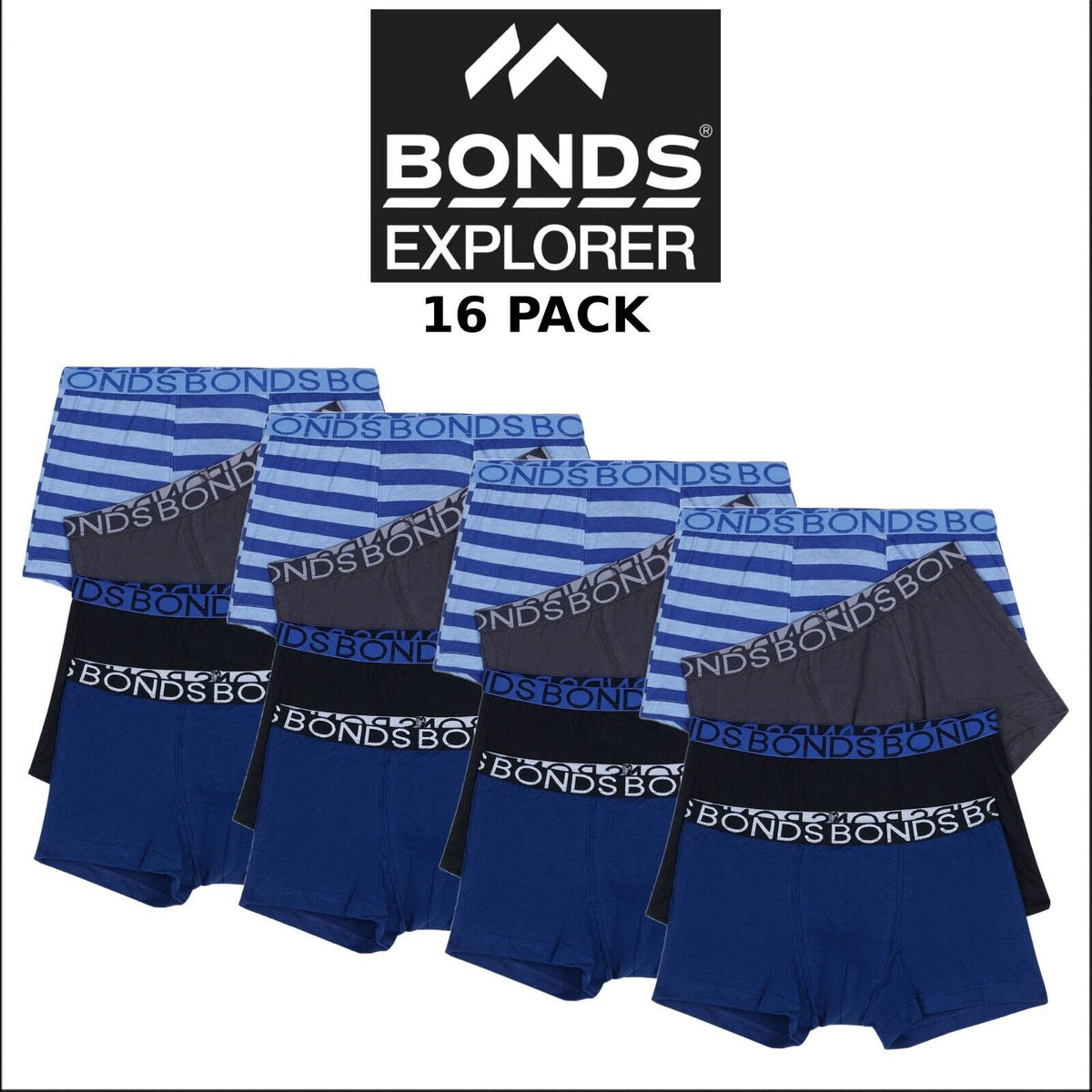Bonds Boys Trunk Supportive Pouch With Comfy Coverage 16 Pack UWCF4A 20J