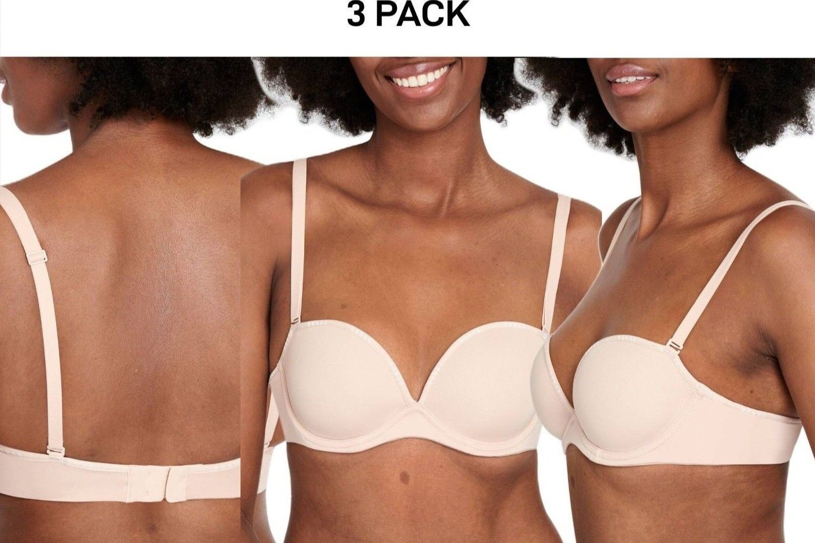 Bonds Womens Invisi Strapless Full Busted Bra Comfort Soft Silicon 3 Pack YXC3Y