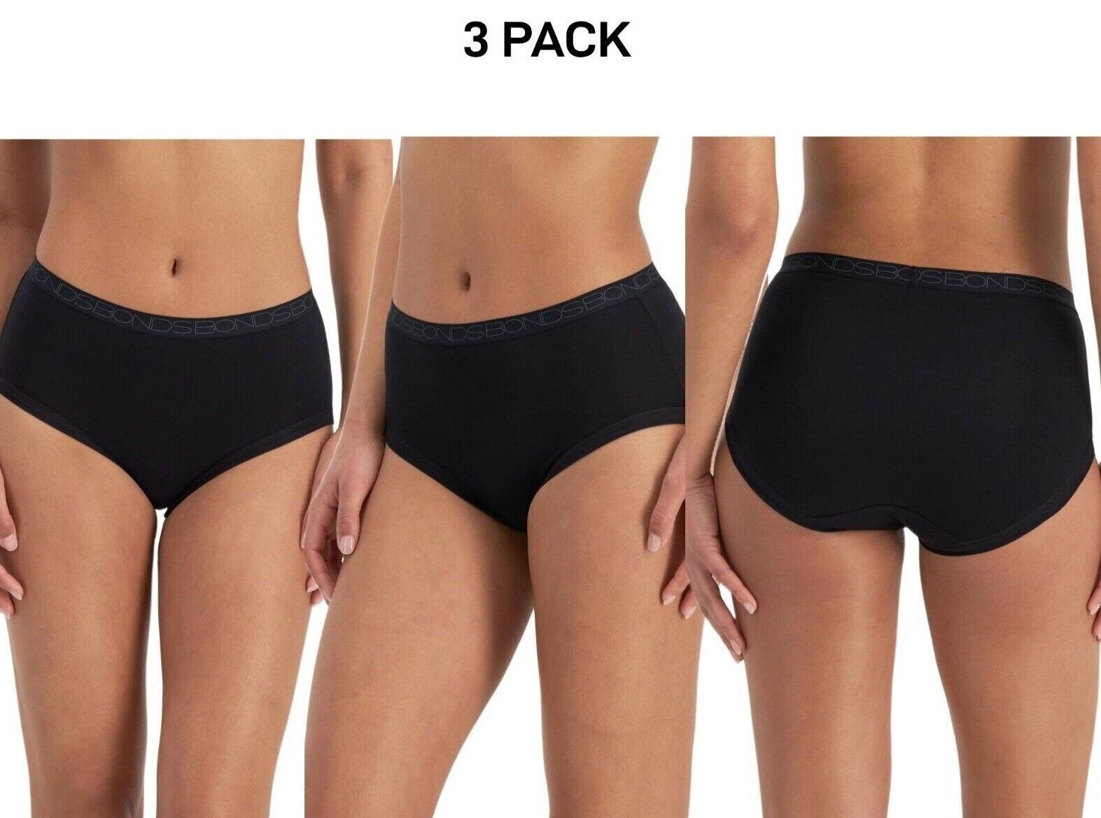 Bonds Womens Cottontails Full Brief Lightweight Soft Cotton 3 Pack WY5NA