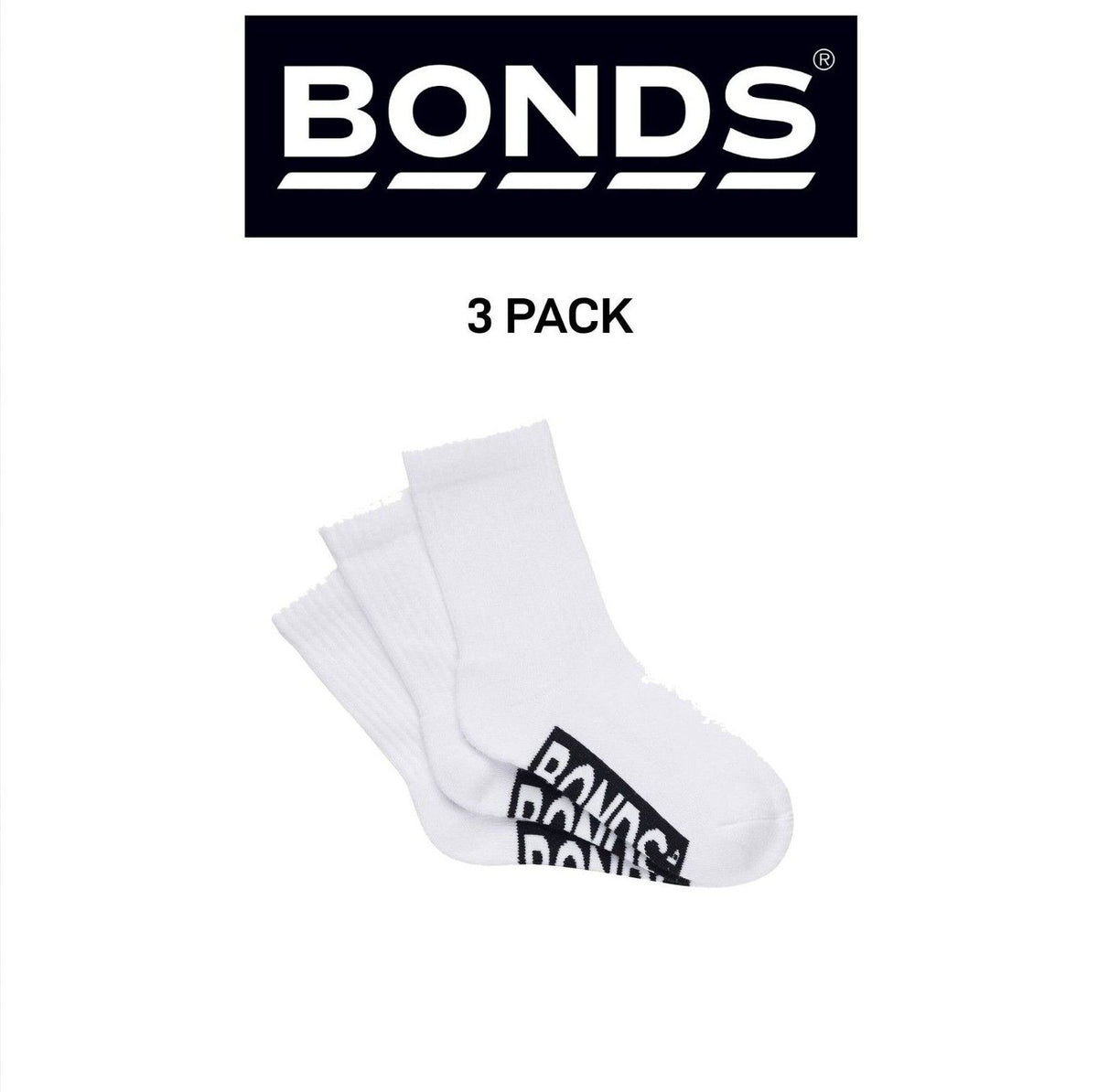 Bonds Kids Cushioned Crew Cushioned Smooth Toe Seams Socks 3 Pack RXUY3N