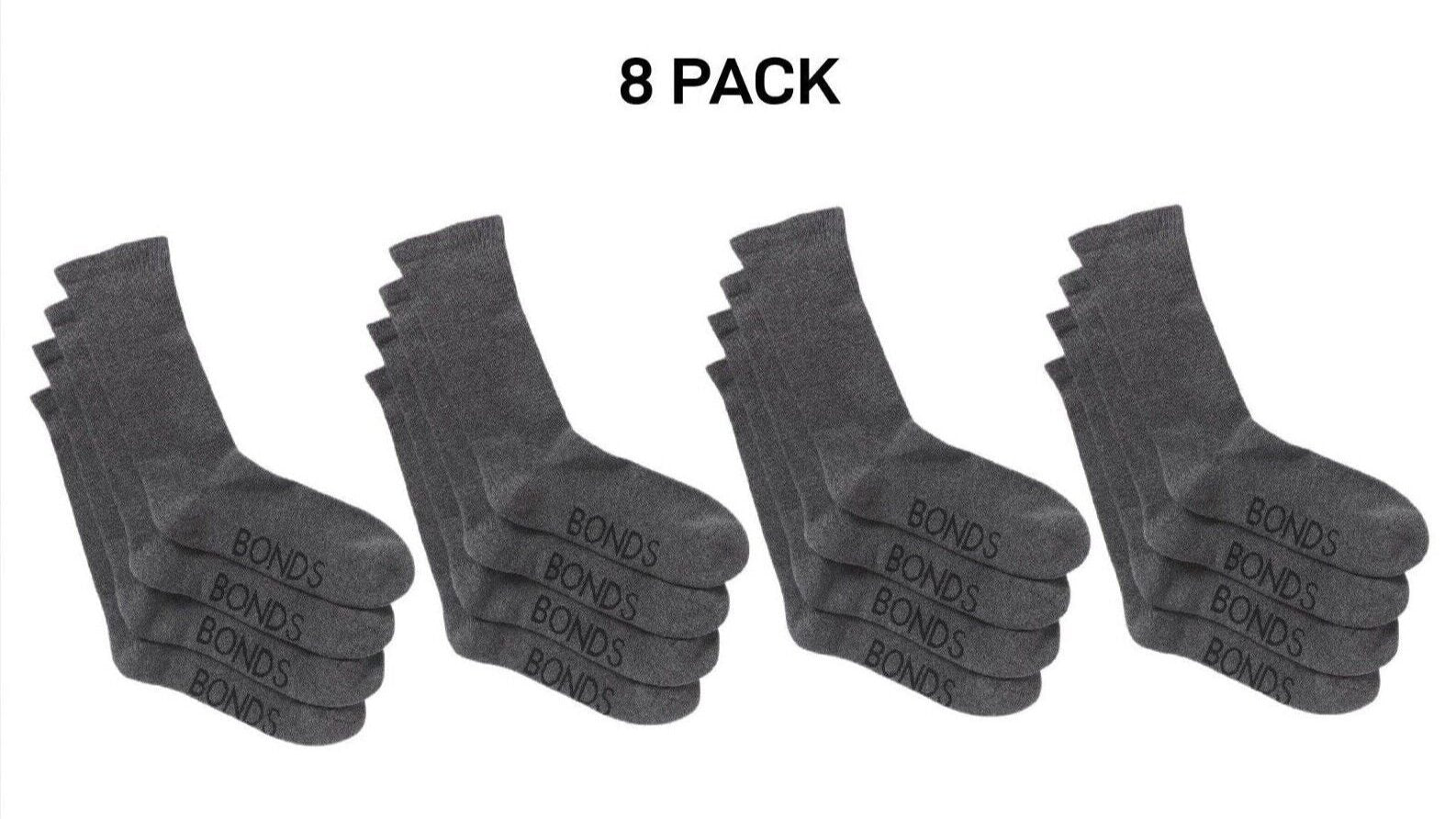 Bonds Mens Very Comfy Crew Socks Comfortable Cushioned Sole 8 Pack SZFP2N