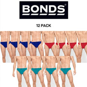 Bonds Mens Action Brief Soft Cotton and Encased Elastic Comfort 12 Pack M8OS4