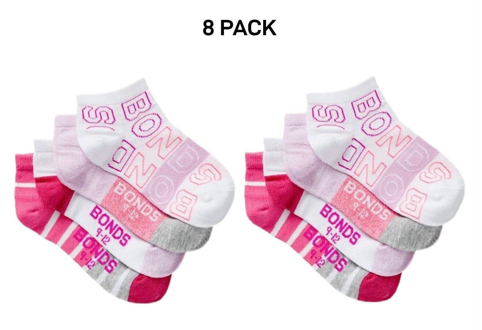 Bonds Kids fashion Trainer Breathable Soft Cotton Rich Socks 8 Pack RZLY4N