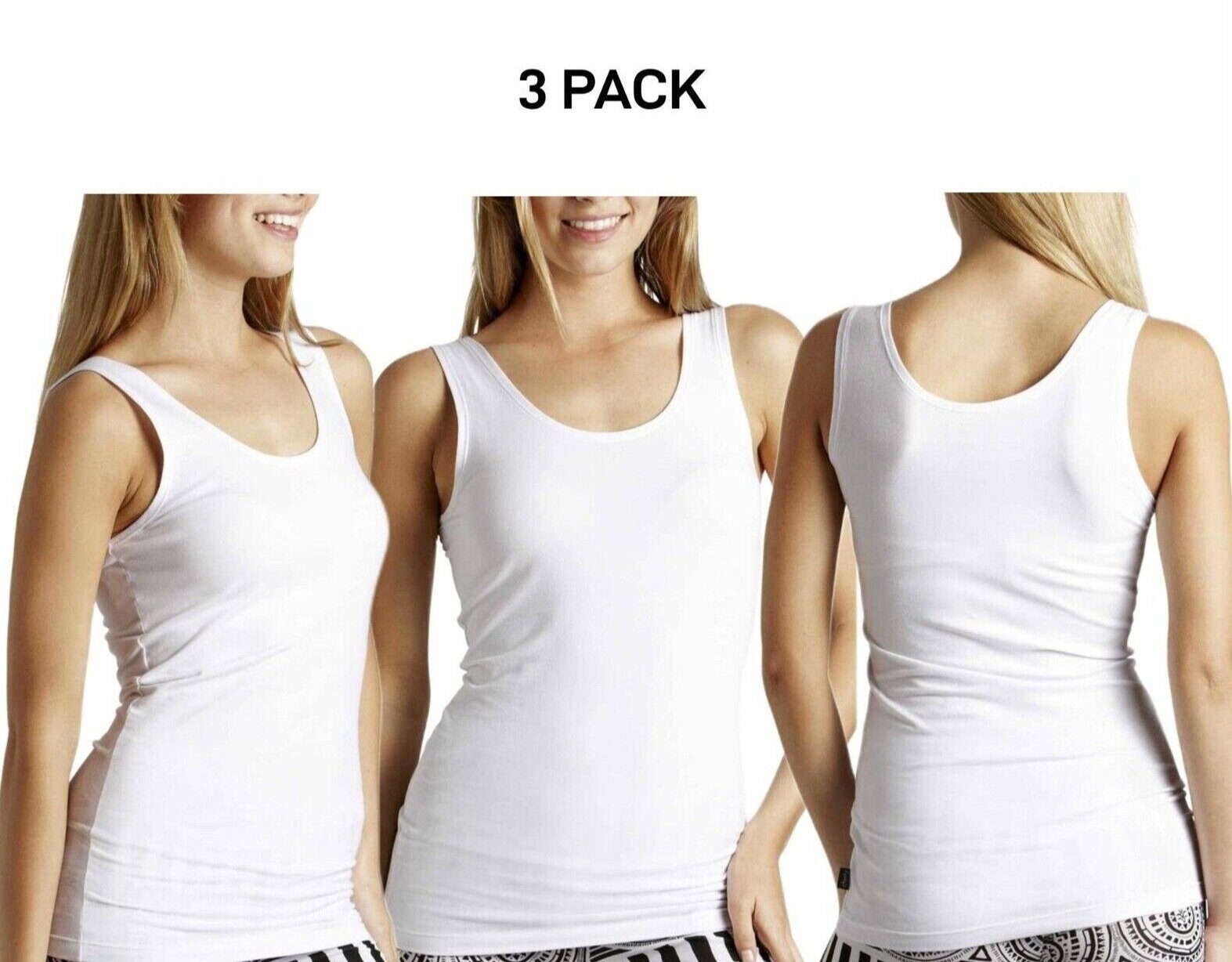 Bonds Womens Stretchy Chesty Tank Top Breathable Cotton Jersey 3 Pack WYEXY