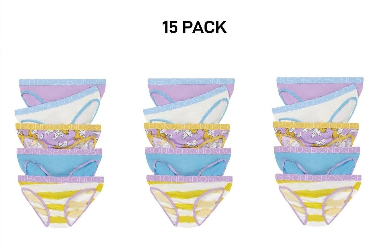 Bonds Girls Bikini Soft and Stretchy Perfect Everyday Coverage 15 Pack UWNV5A