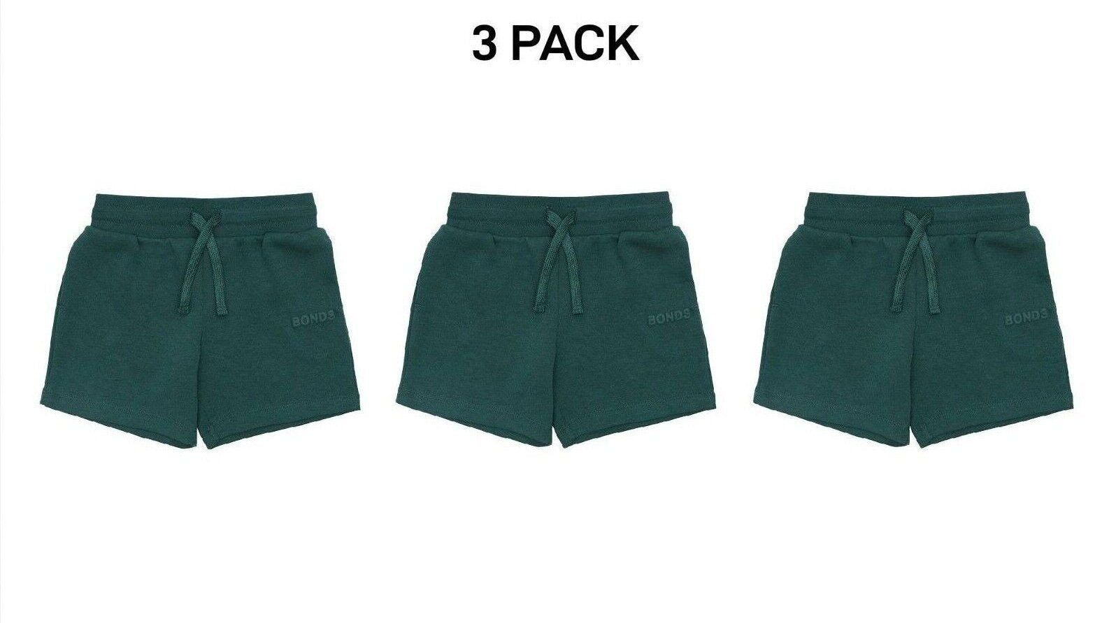 Bonds Kids Tech Sweats Short Lightweight Soft Rib Waistband Sporty 3 Pack KVQPK