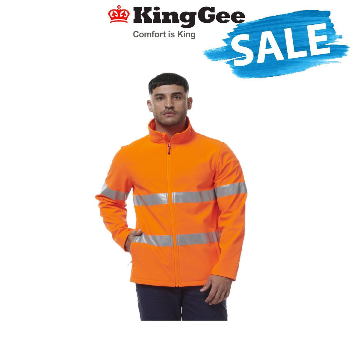 SALE KingGee Mens Reflective Softshell Water Resistant Safety Work Jacket K55039