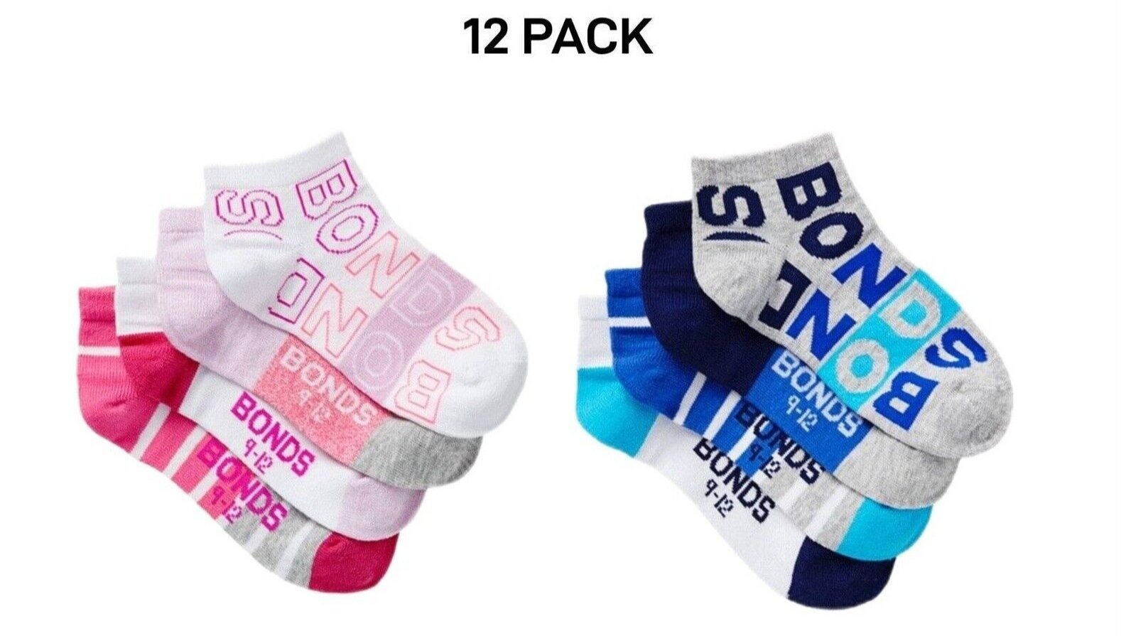 Bonds Kids fashion Trainer Breathable Soft Cotton Rich Socks 12 Pack RZLY4N