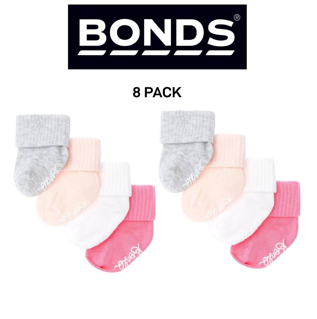 Bonds Baby Bamboo Cuff Super Soft and Feature Fun Colours 8 Pack R41354
