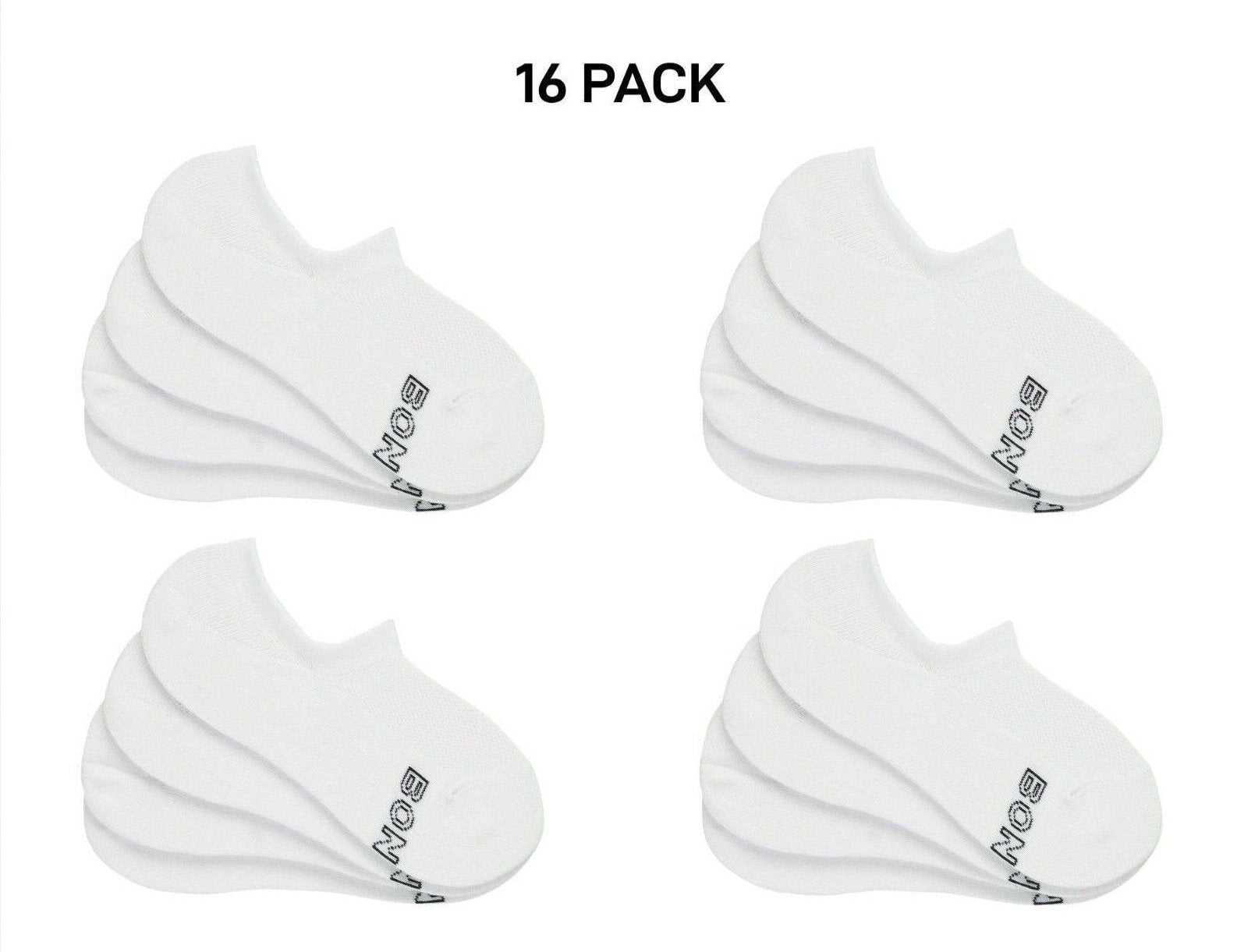 Bonds Mens Logo Light Sneaker Socks Cotton Breathable Mesh Panels 16 Pack SXKP4N
