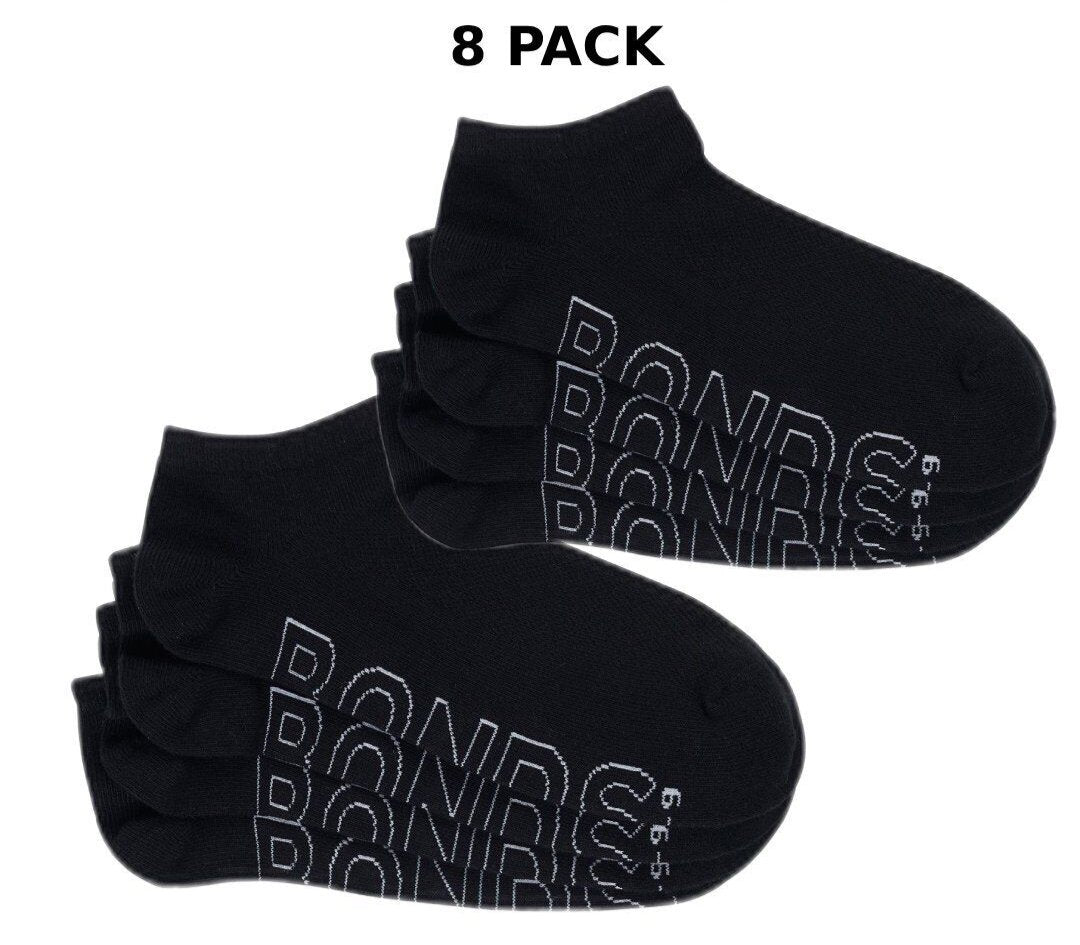 Bonds Men Logo Lightweight Low Cut 8 Pack Mesh Cotton Socks Run Trainer SXN44N